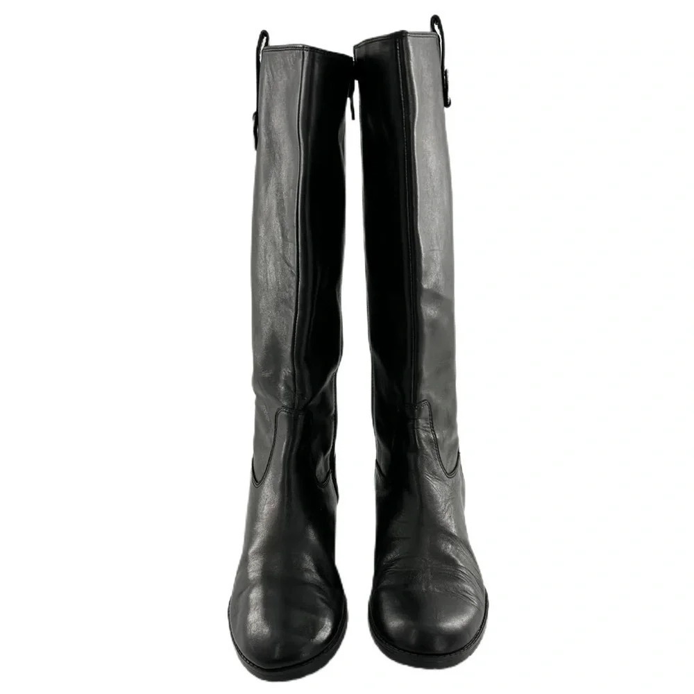 Lauren Ralph Lauren knee high boots 8 Sagira 2 black leather western equestrian - Picture 2 of 15